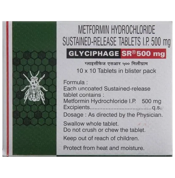 glyciphage sr 500mg tablet 10's